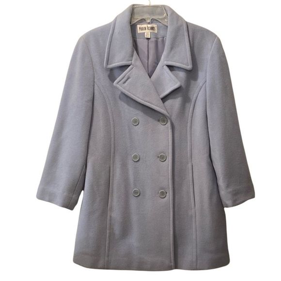 Vintage Marvin Richards Powder Blue Double Breasted Pea Coat Size Large - Picture 4 of 11